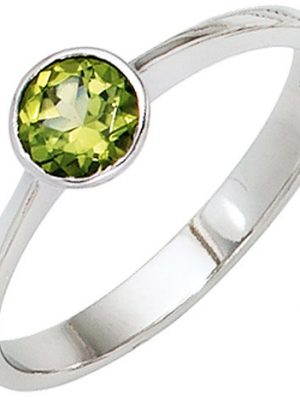 SIGO Damen Ring 925 Sterling Silber rhodiniert 1 Peridot grün Silberring
