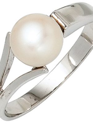 SIGO Damen Ring 925 Sterling Silber rhodiniert 1 Süßwasser Perle Perlenring