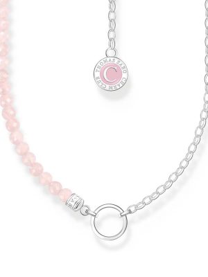 Thomas Sabo Halskette - Charmista - Rosenquarz-Beads und Kettengliedern - KE2190-067-9-L45V 925 Silber, Edelstein rosa