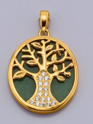 Anhänger mit Aventurin in Silber 925 Diemer Gelbgoldfarben