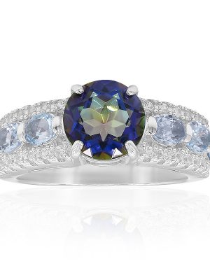 Blauer Mystik-Quarz-Silberring