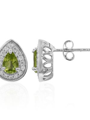 Burmesischer Peridot-Silberohrringe