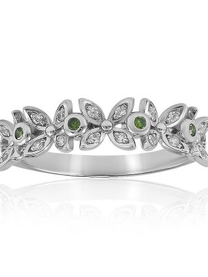 Grüner I2 Diamant-Silberring