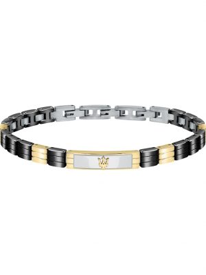 Herren-Armband Edelstahl, Keramik Maserati Gold, schwarz