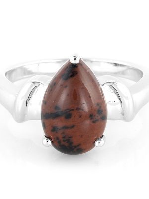 Mahagoni-Obsidian-Silberring
