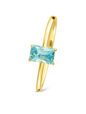 Maja Emulto Ring - Celestial Azure - EL00137.RG.YG.BT 925 Silber vergoldet, Zirkonia grün