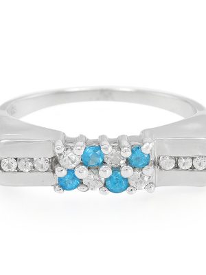 Neonblauer Apatit-Silberring