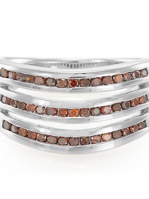 Roter Cognac-Brillant-Silberring