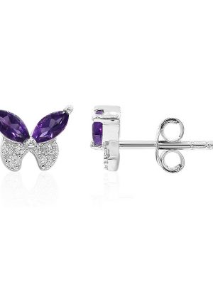 Sambia-Amethyst-Silberohrringe