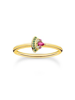 Thomas Sabo Ring - 54 750 Gold, 925 Silber vergoldet, Synthetischer Korund, Zirkonia gold