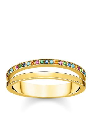 Thomas Sabo Ring - 54 925 Silber vergoldet, Synthetischer Korund, Zirkonia gold