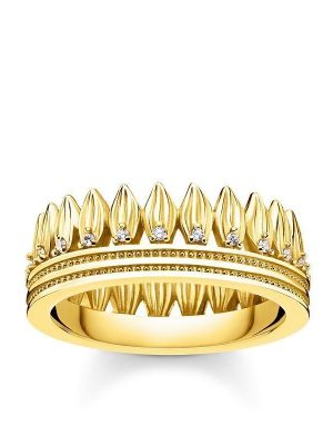 Thomas Sabo Ring - Krone Blätter - TR2282-414-14 925 Silber vergoldet, Zirkonia gold