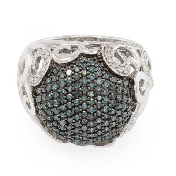 Blauer Diamant-Silberring