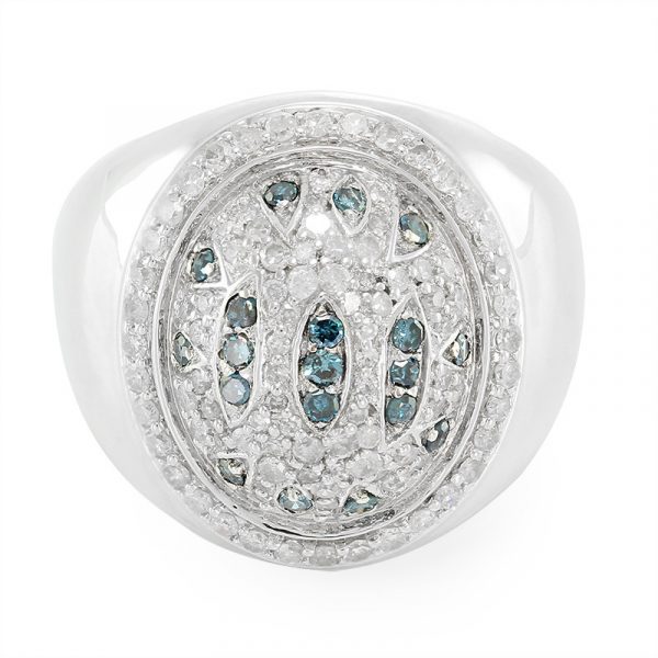 Blauer Diamant-Silberring