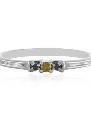 Gelber I3 Diamant-Silberring
