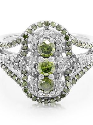 Grüner Diamant-Silberring