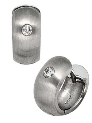 JOBO Paar Creolen Breite Ohrringe mit Diamanten, 950 Platin