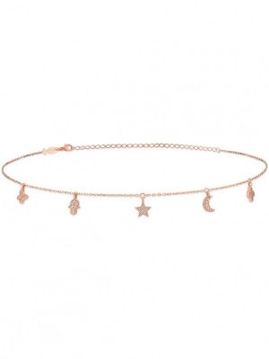 Kurshuni Halskette - KL011-2CH 925 Silber vergoldet, Zirkonia roségold