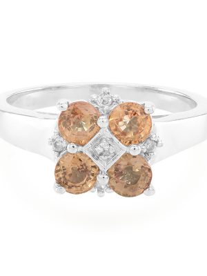 Oranger Saphir-Silberring