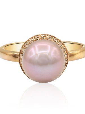 Pinkfarbene Ming-Perlen-Goldring (TPC)