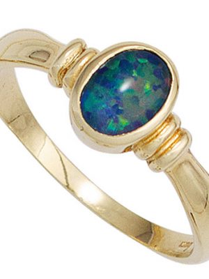 SIGO Damen Ring 585 Gold Gelbgold 1 Opal-Triplette Goldring