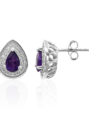 Sambia-Amethyst-Silberohrringe