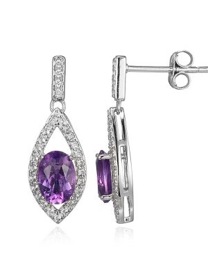 Sambia-Amethyst-Silberohrringe