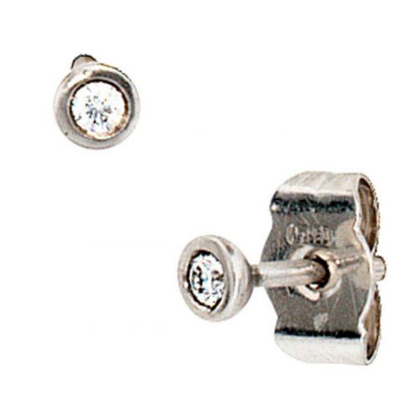 Schmuck Krone Paar Ohrstecker 3mm Solitär Ohrstecker Stecker Diamant Brillant 950 Platin Damen, Platin 950