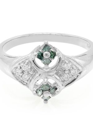 Waldgrüner Diamant-Silberring