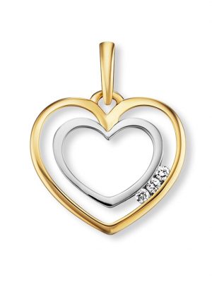 0.03 ct Diamant Brillant Herz Anhänger aus 585 Gelbgold One Element Gold