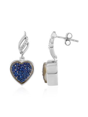 Blauer Glitzer-Achat-Silberohrringe