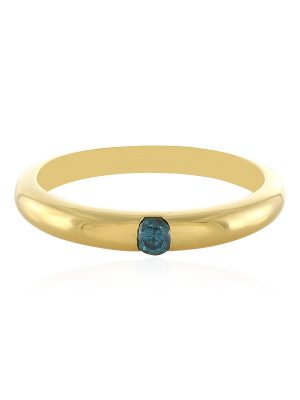 Blauer I3 Brillant-Silberring