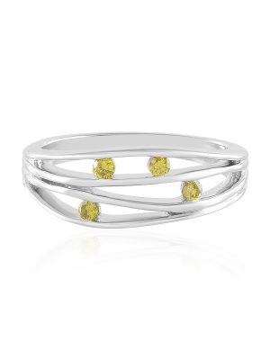 Gelber I2 Brillant-Silberring