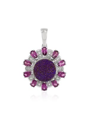 Lavendel-Glitzer-Achat-Silberanhänger