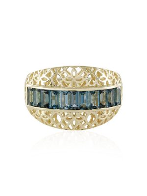 Londonblauer Topas-Goldring (Ornaments by de Melo)