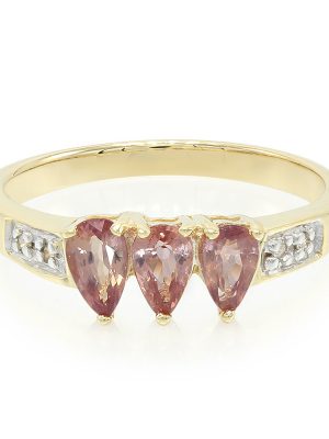 Nicht erhitzter Padparadscha-Saphir-Goldring