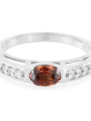 Oranger Mashewa-Zirkon-Silberring