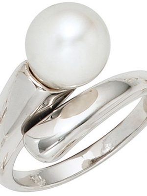 SIGO Damen Ring 925 Sterling Silber rhodiniert 1 Süßwasser Perle Perlenring