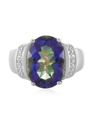 Blauer Mystik-Quarz-Silberring