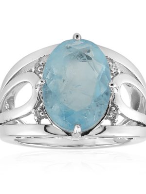 Blauer Pastell-Quarz-Silberring