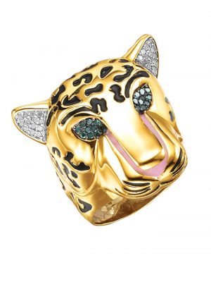 Damenring - Panther - in Silber 925 Diemer Gelbgoldfarben