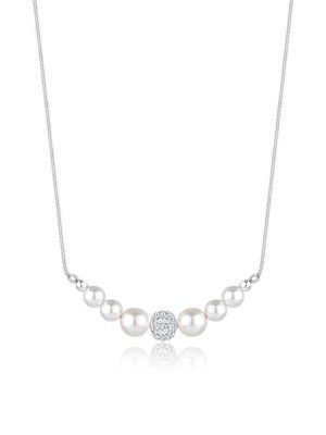 Halskette Synthetischen Perlen Elegant 925 Silber Elli Weiß