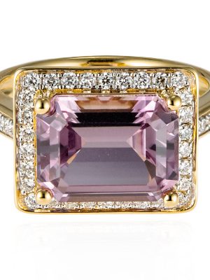 Pinkfarbener Diaspor-Goldring (AMAYANI)
