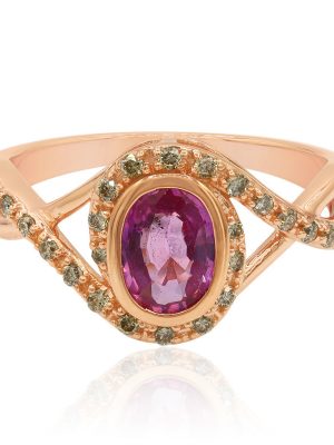 Pinkfarbener Saphir-Goldring (Annette)