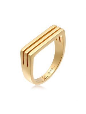 Ring Siegelring Rechteck Unisex 925 Silber Rhodiniert Elli Premium Gold