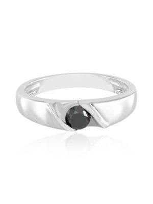 Schwarzer Brillant-Silberring