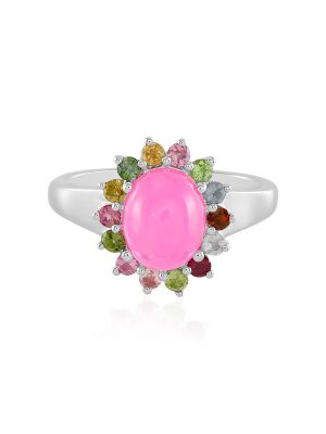 Äthiopischer Pinkfarbener Opal-Silberring