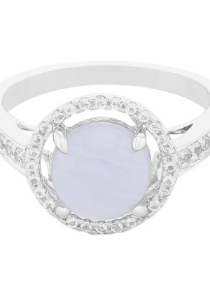 Blauer Chalzedon-Silberring