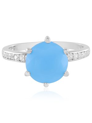 Blauer Chalzedon-Silberring