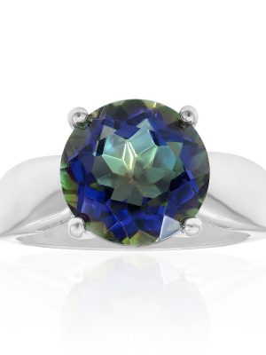 Blauer Mystik-Quarz-Silberring